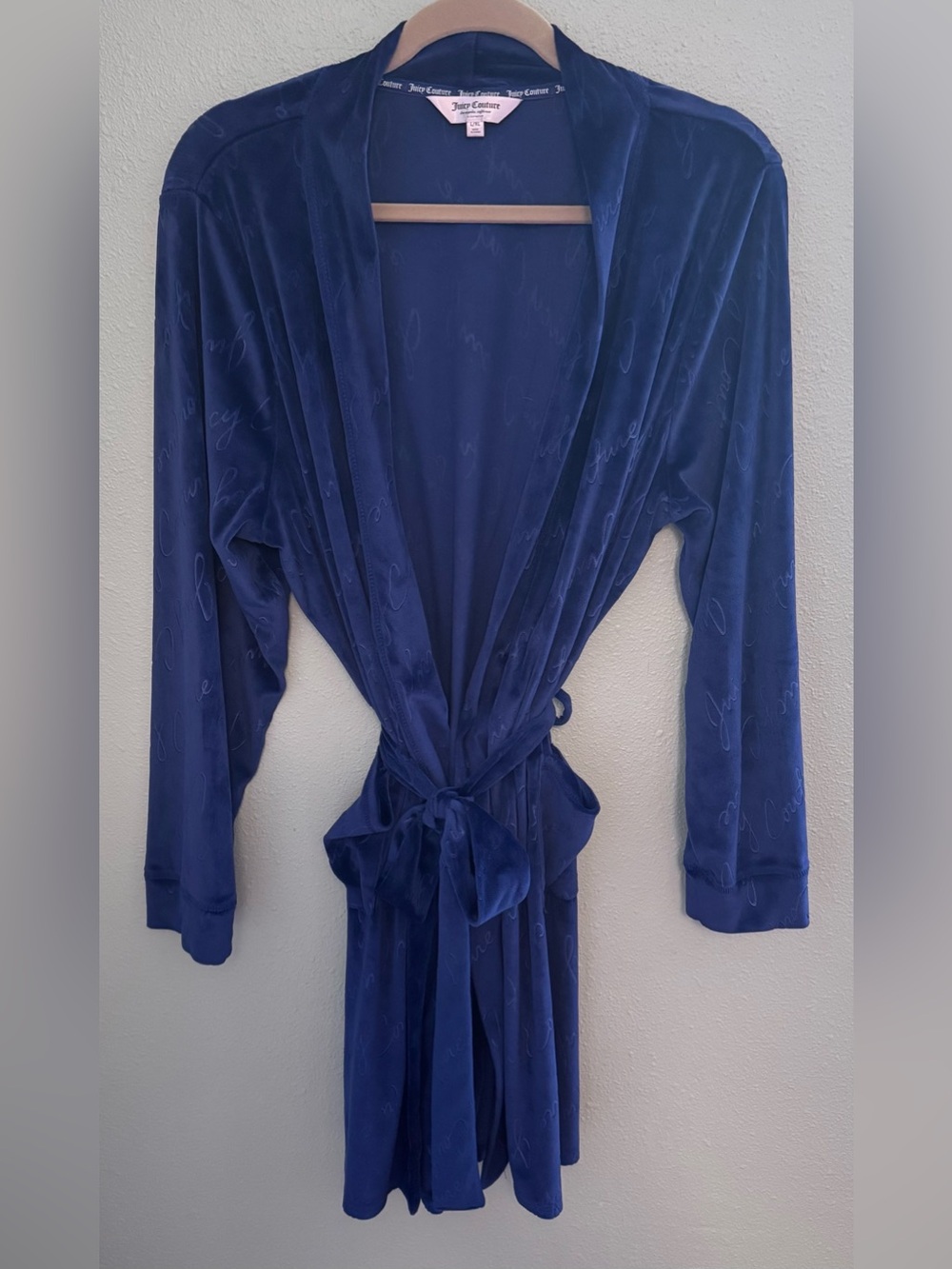 Juicy Couture Navy Velvet Tie-Waist Robe
